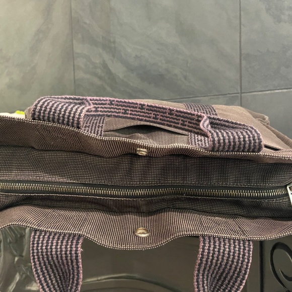 AUTH. HERMES Toile Herline MM Tote Work Book Baby Travel Bag Zipper Closure Gray - Picture 4 of 15